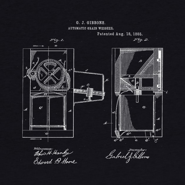 Automatic Grain Weigher Vintage Patent Hand Drawing by TheYoungDesigns